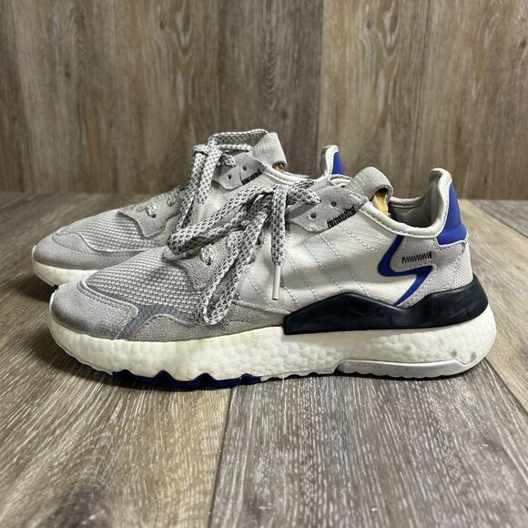 Adidas Mens US Size 7 Nite Jogger F34124 White Blue Running Sneaker Shoes - Picture 6 of 12
